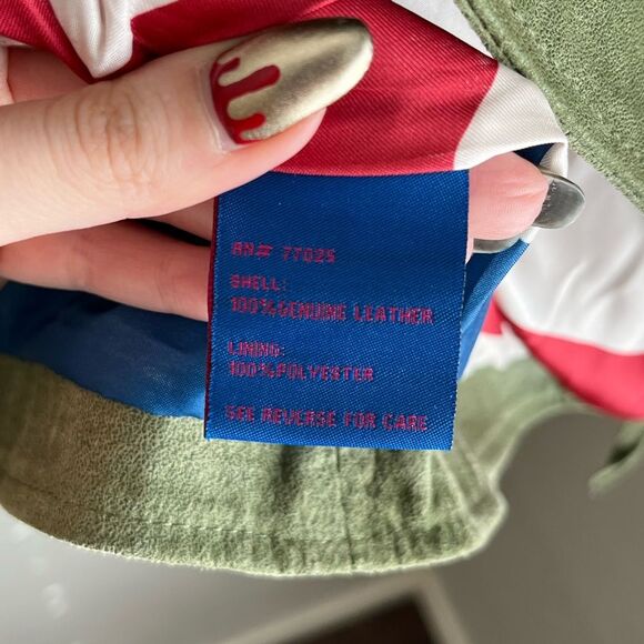 Twiggy London Leather Zip Up Moto Biker Jacket Green Size Medium - Picture 7 of 8